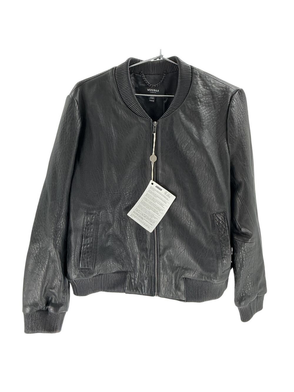 Muubaa Textured Black Bomber Jacket Size Uk 16 / US 12